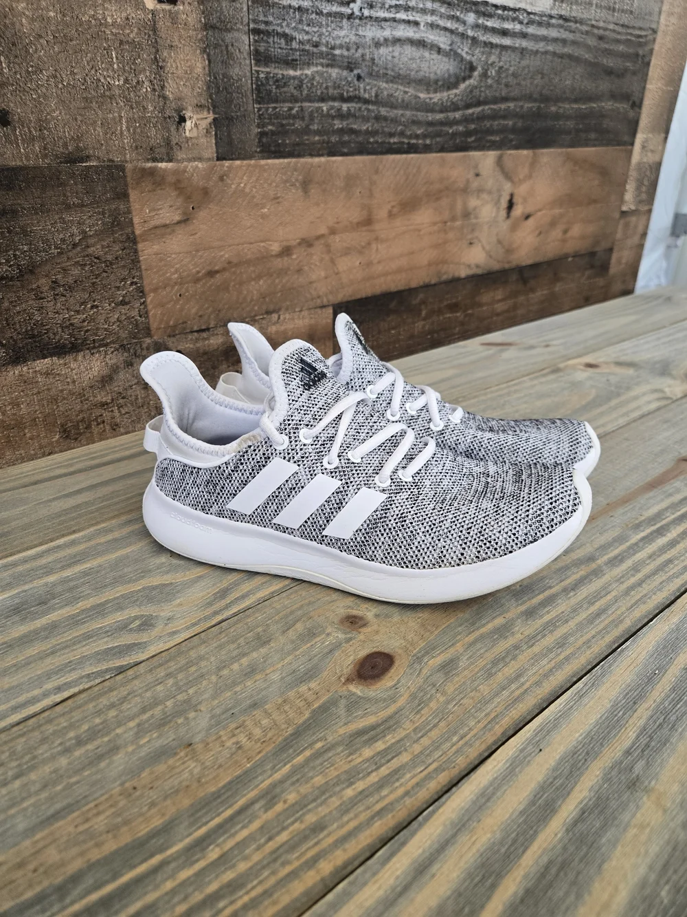 Adidas Cloudfoam Pure Athletic Sneakers IF3393 Cloud White/Core Black Women Sz 8